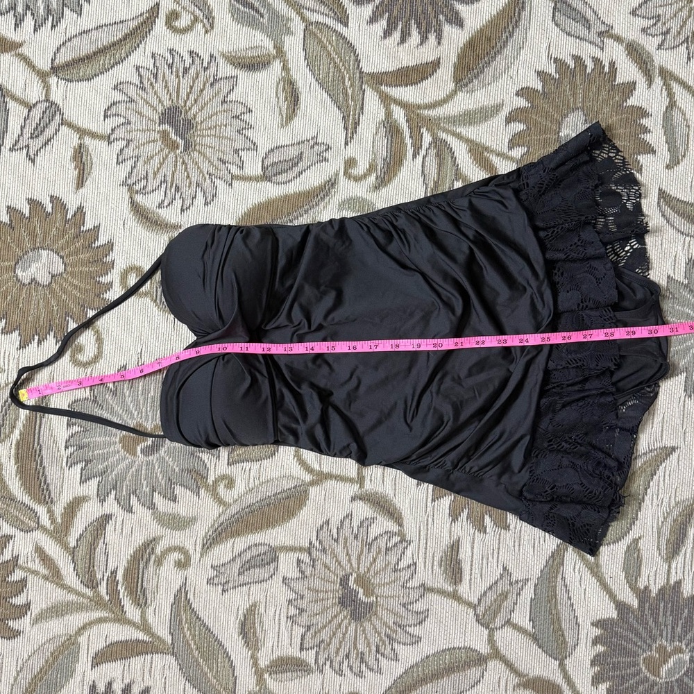 Apt. 9 Swimdress One Piece Swimsuit Swim Dress Black Lace Strapless M Medium - Picture 2 of 5